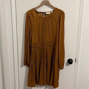 Anthropologie Pleated Long Sleeve Dress